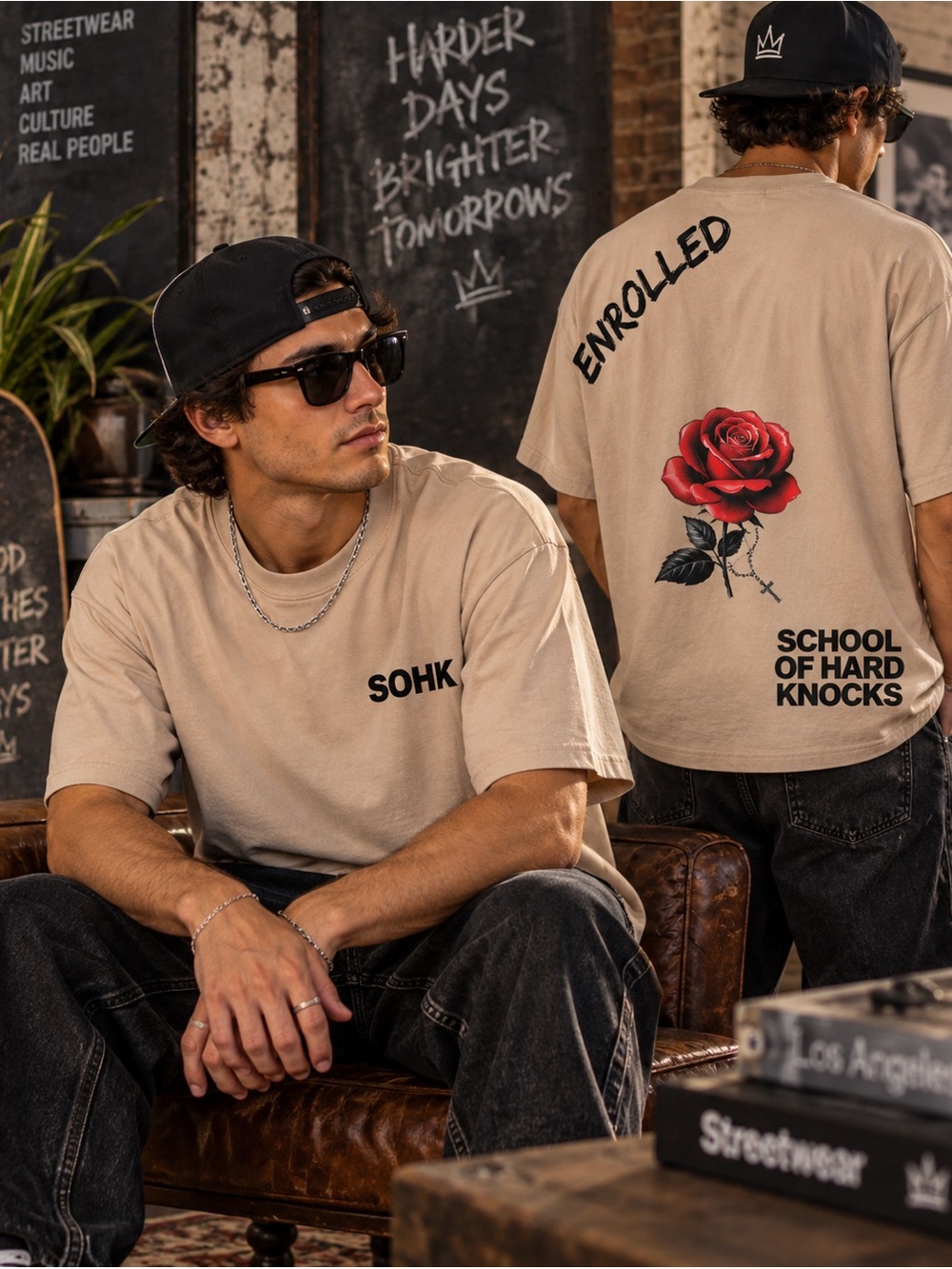 School of Hard Knocks SOHK BETO Rose Graphic T Shirt Men’s L Made USA Streetwear